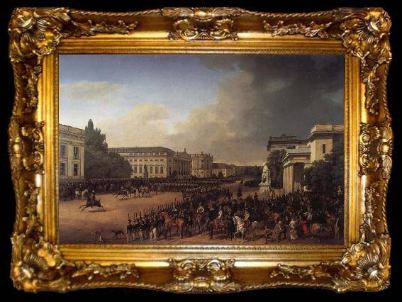 framed  Franz Kruger Parade on Opernplatz in 1822, ta009-2